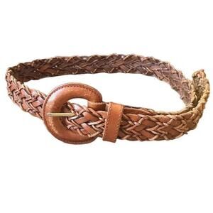 Vtg Fossil Woven Braided Leather Belt Women M Adjustable Brown Boho Bt 5032